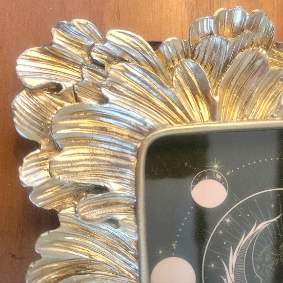 3/$30 Gold Leaf Design Picture Frame With Lunar Phase Cork Print - Picture 3 of 9